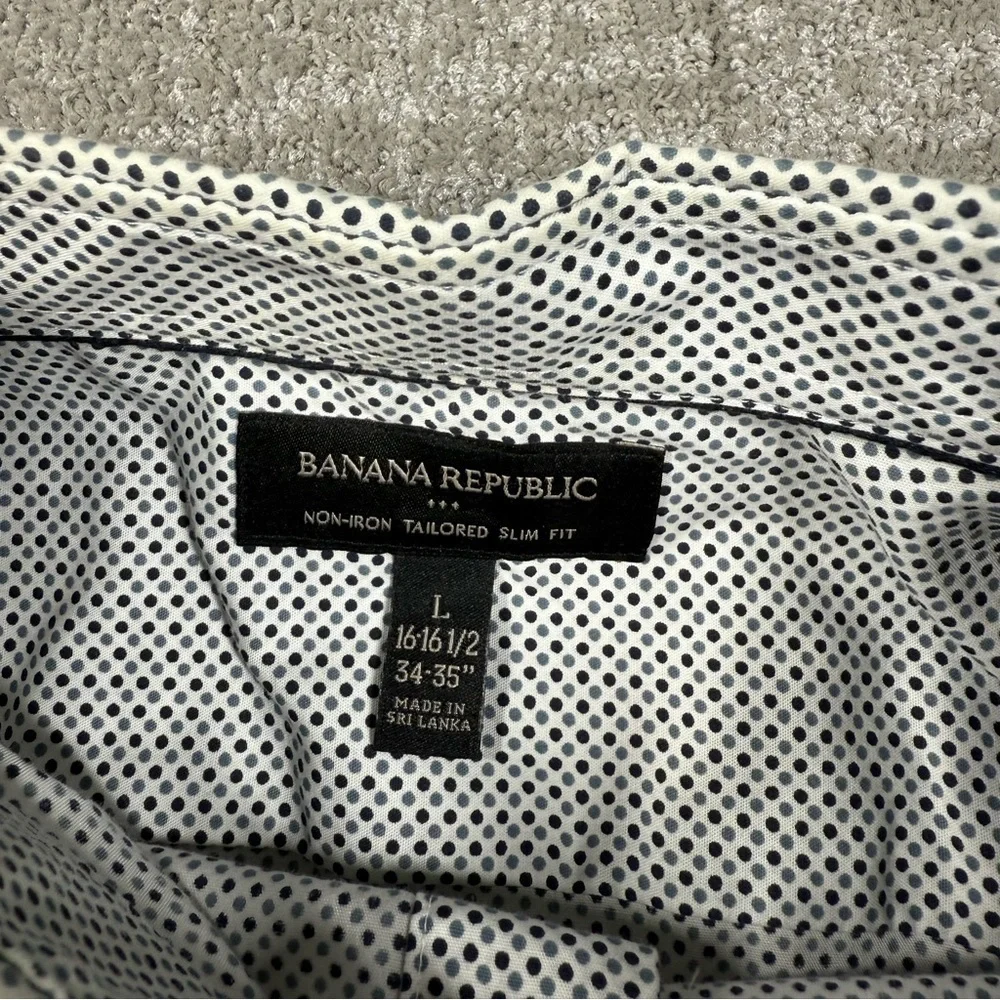 Banana Republic Non Iron Tailored Sim Fit Micro Polka Dot Dress Shirt Mens M